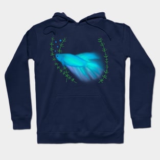 Betta Fish Light (Neon) blue 2 Hoodie